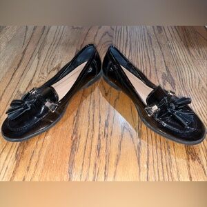 Topshop Women’s Black Patent Loafers Flats Tassel Detail – Classic & Chic Size 6